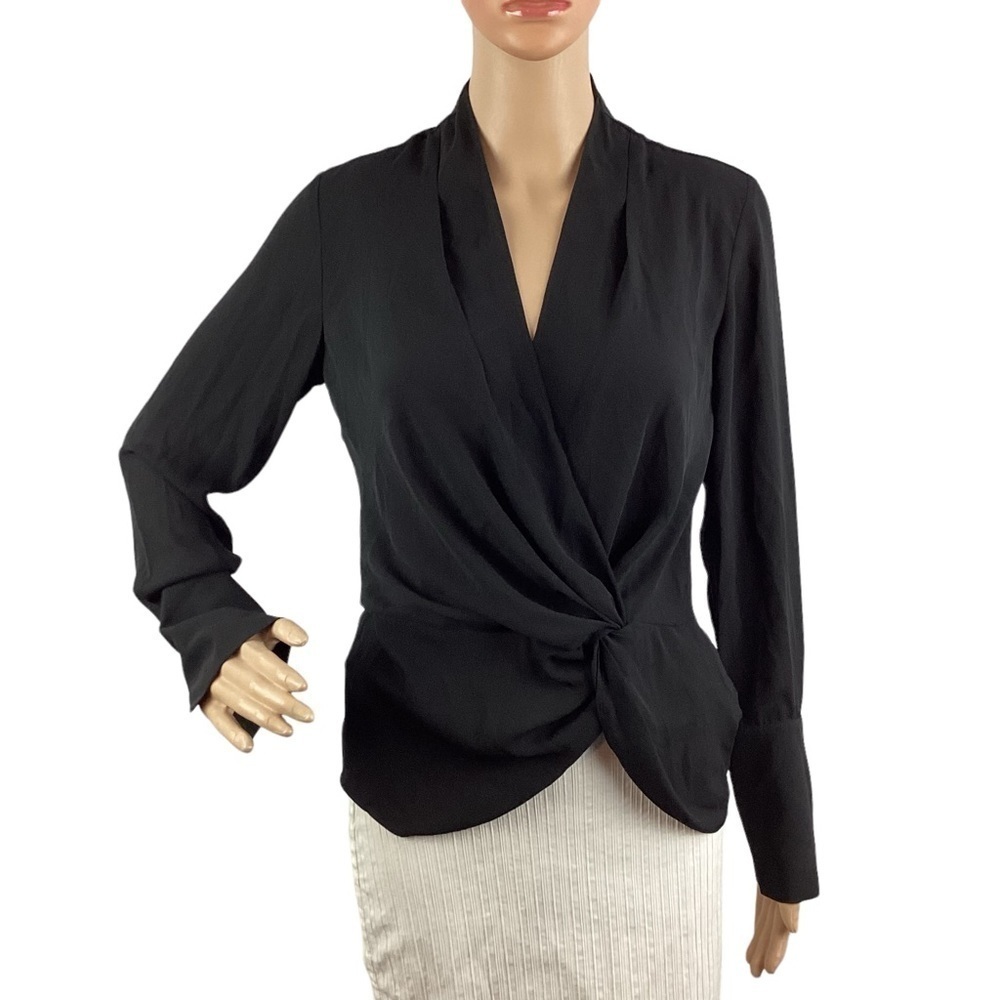 Chelsea28 Blouse Size XS Black Surplice Flowy